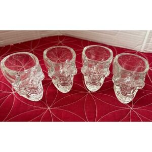 Crystal Head Vodka Skull Shot Glasses Set of 4 Clear Glass Barware